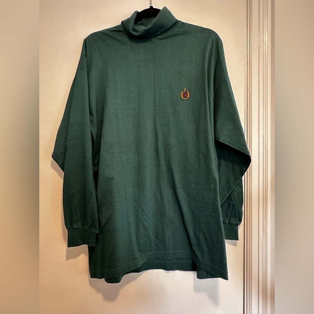 Vintage 80’s/90’s Bugle Boy Forest Green Turtleneck. 100% Cotton. Large. Logo